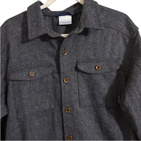 Columbia Blue Gray Wool Blend Button Down Shacket Large - Picture 2 of 9